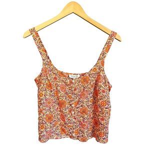 Rachel Zoe Linen Bohemian Swing Floral Print Crop Top